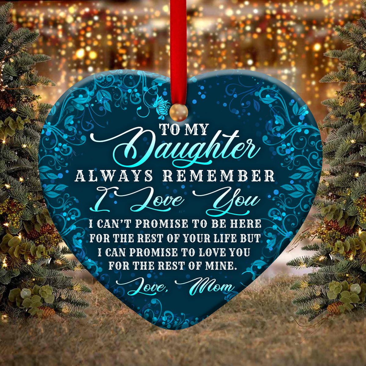 Dolphin To My Daughter Heart Ceramic Ornament - Christmas Ornament - Christmas Gift