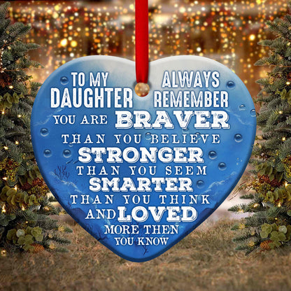 Dolphin To My Daughter Loved You Heart Ceramic Ornament - Christmas Ornament - Christmas Gift