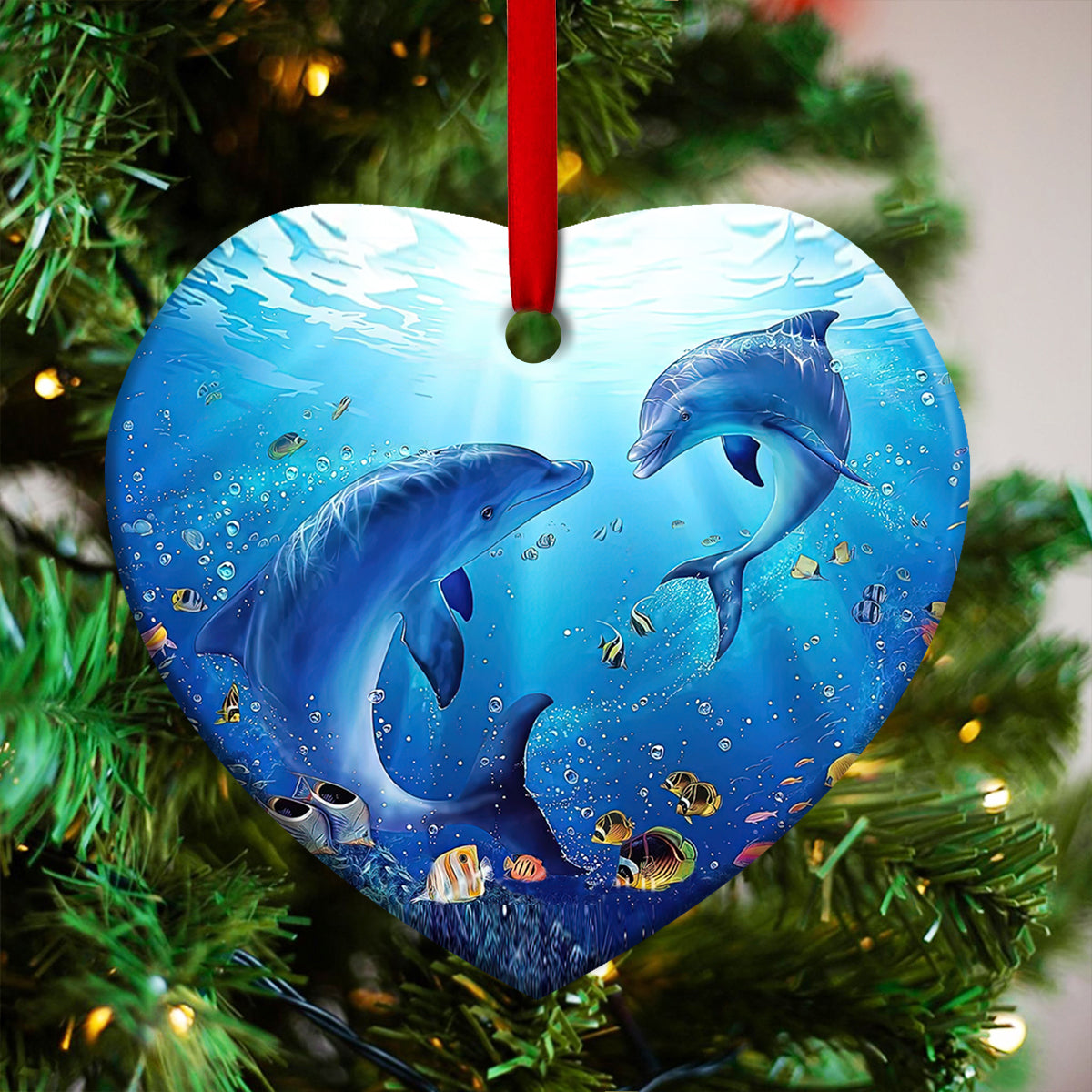 Dolphin To My Daughter My Little Girl Heart Ceramic Ornament - Christmas Ornament - Christmas Gift