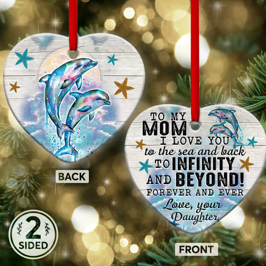 Dolphin To My Mom Heart Ceramic Ornament - Christmas Ornament - Christmas Gift