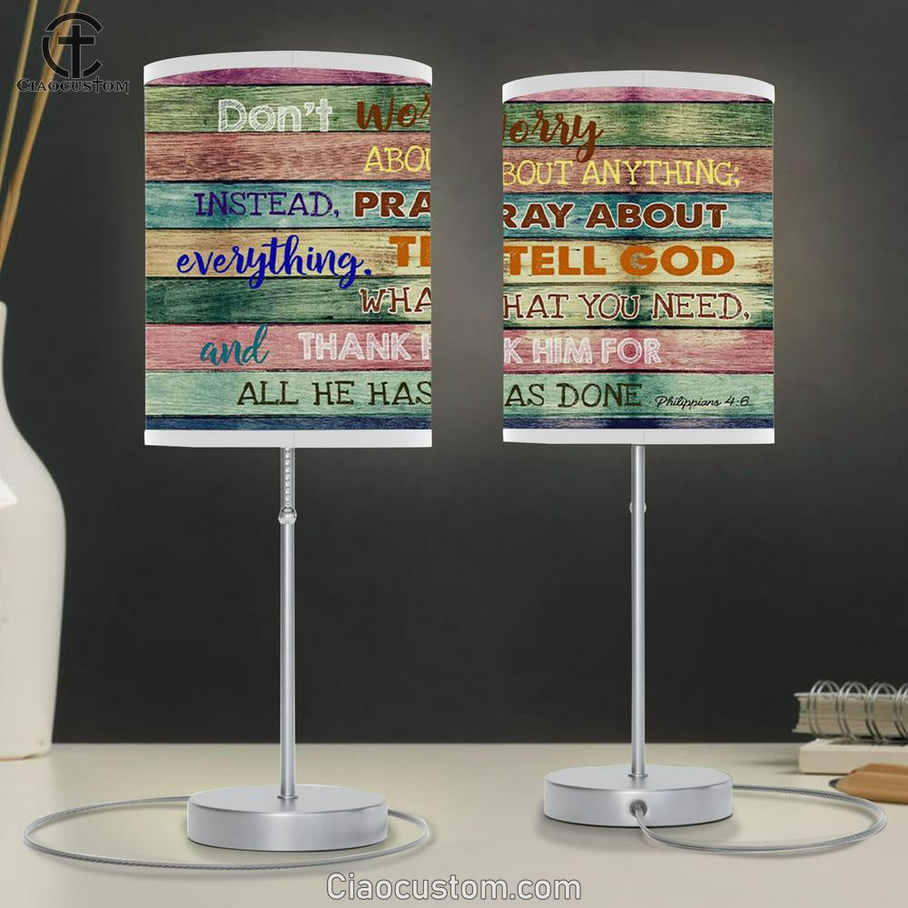 DonÆt Worry About Anything Table Lamp Print - Bible Verse Lamp Art - Christian Room Decor