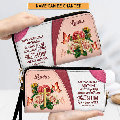 Don‘T Worry About Anything Clutch Purse For Women - Personalized Name - Christian Gifts For Women