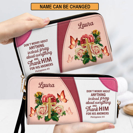 Don‘T Worry About Anything Clutch Purse For Women - Personalized Name - Christian Gifts For Women