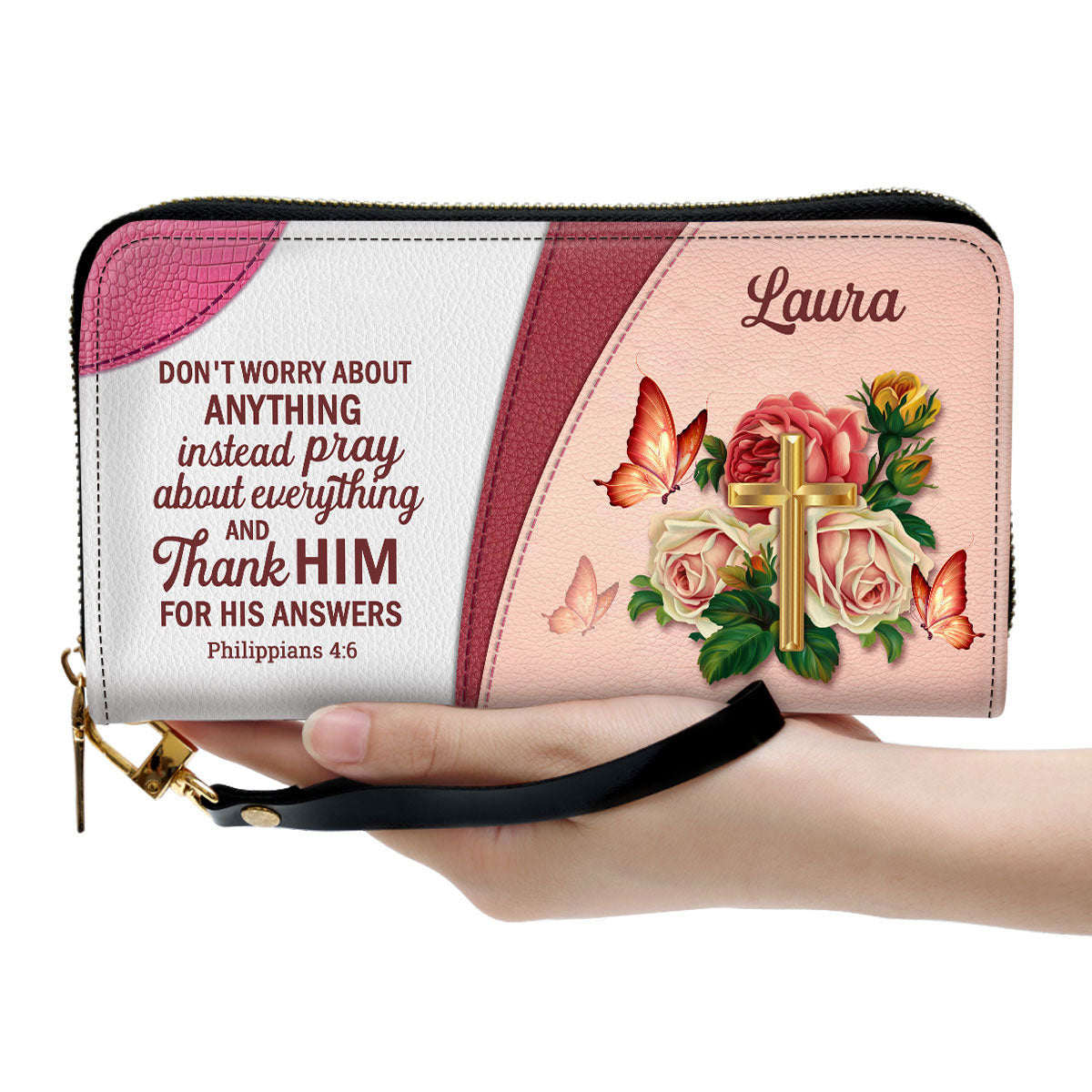 Don‘T Worry About Anything Clutch Purse For Women - Personalized Name - Christian Gifts For Women