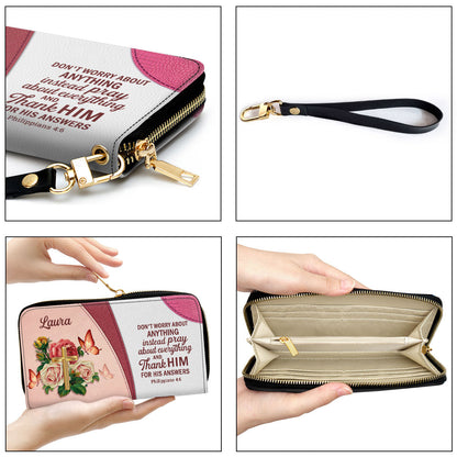 Don‘T Worry About Anything Clutch Purse For Women - Personalized Name - Christian Gifts For Women