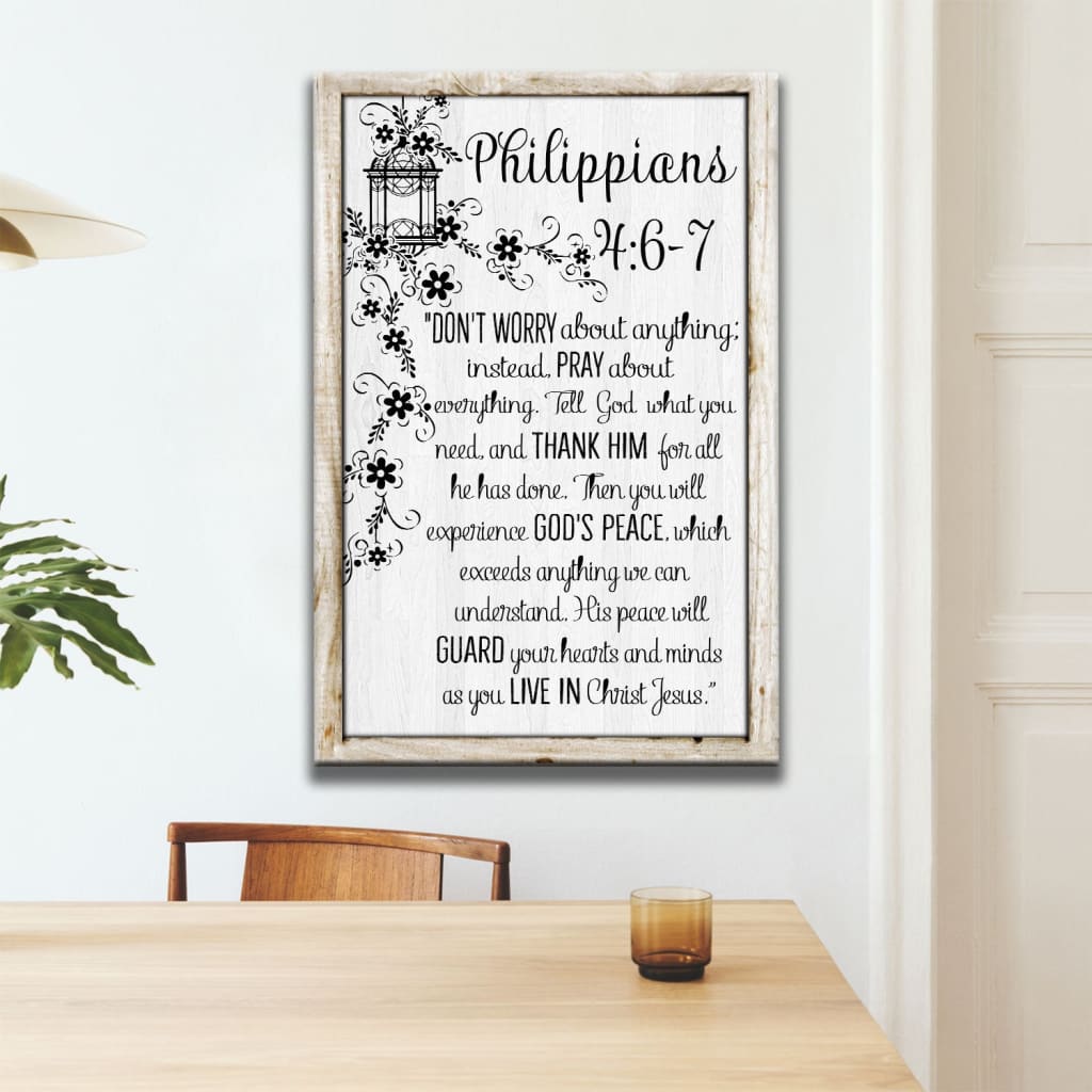 Don’t Worry About Anything Philippians 46-7 Nlt Scripture Canvas Art - Bible Verse Canvas - Scripture Wall Art