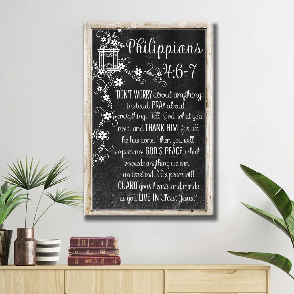 Don’t Worry About Anything Philippians 46-7 Nlt Scripture Canvas Art - Bible Verse Canvas - Scripture Wall Art