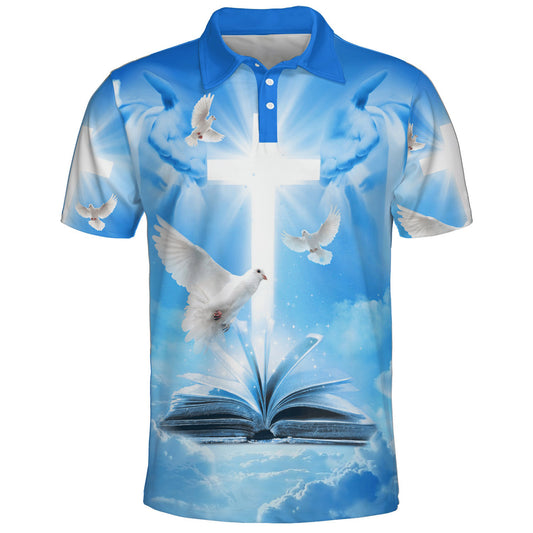 Dove And Cross Polo Shirt - Christian Shirts & Shorts