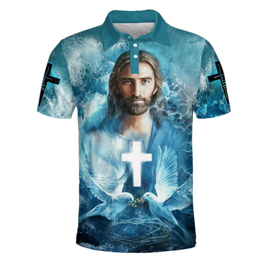 Dove And Jesus Polo Shirt - Christian Shirts & Shorts