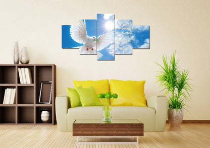 Dove Flying In The Sky On Psalm 914 Wall Art - Christian Canvas Wall Art