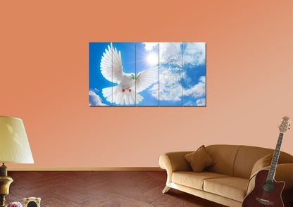 Dove Flying In The Sky On Psalm 914 Wall Art - Christian Canvas Wall Art