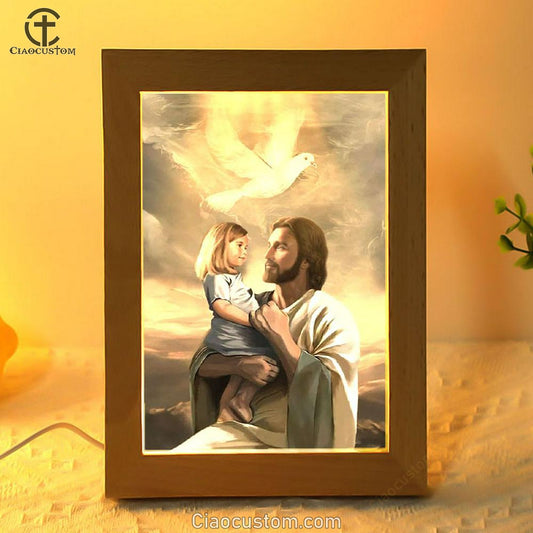 Dove Jesus Painting Jesus With Child Frame Lamp