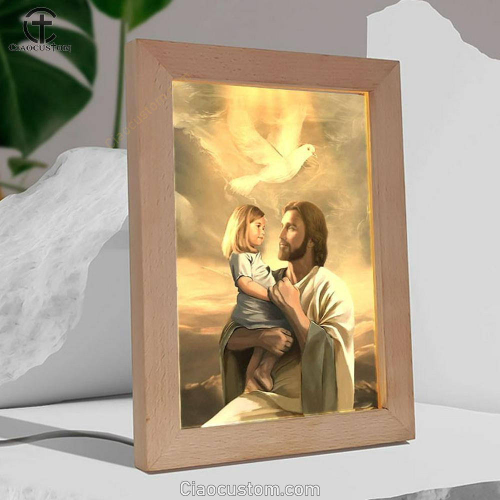 Dove Jesus Painting Jesus With Child Frame Lamp