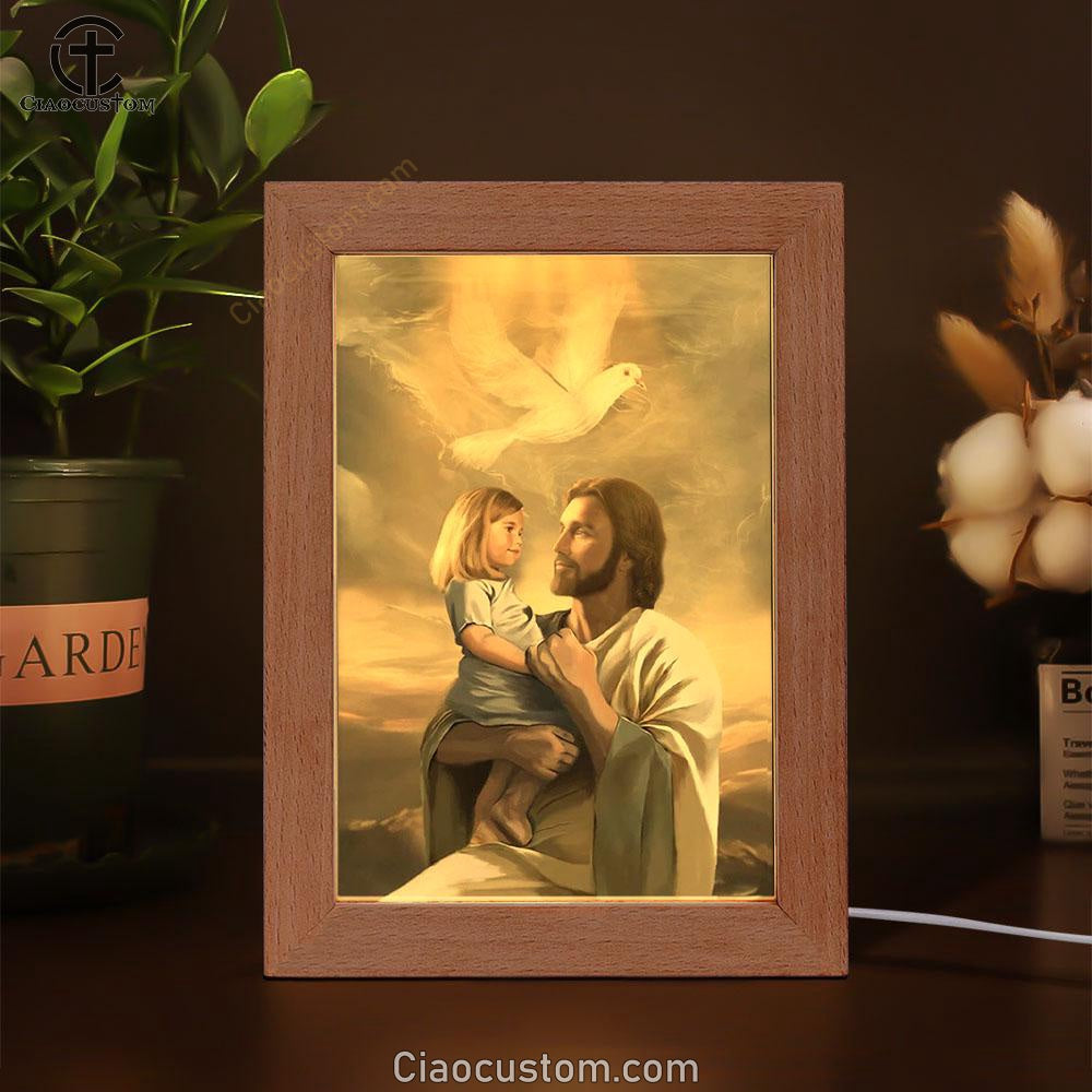 Dove Jesus Painting Jesus With Child Frame Lamp