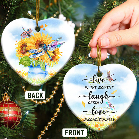 Dragonfly Advice 3 Heart Ceramic Ornament - Christmas Ornament - Christmas Gift
