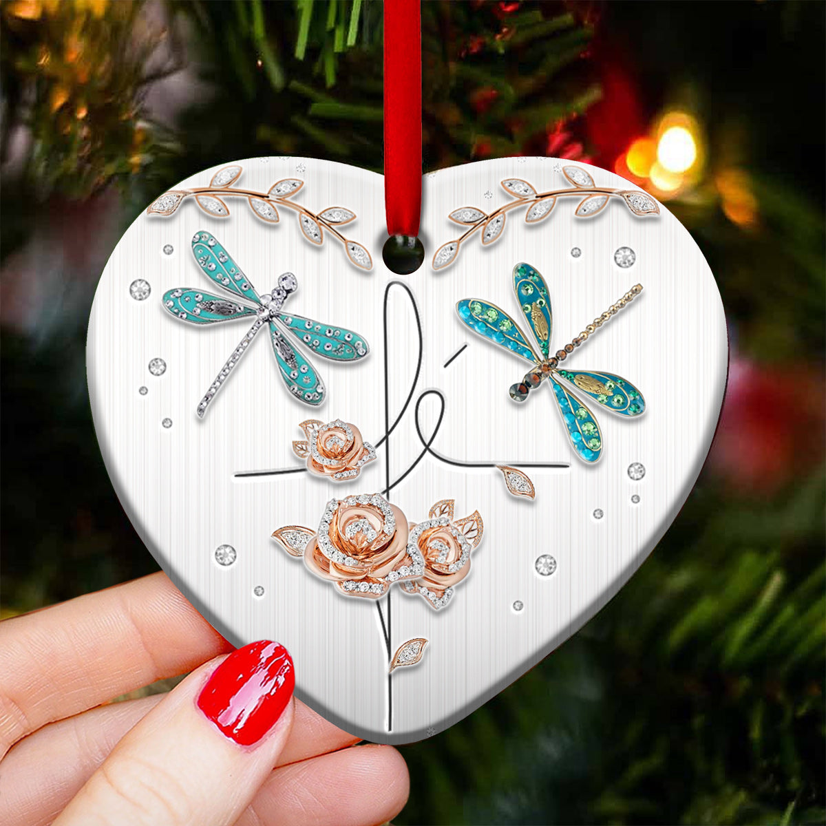 Dragonfly Advice Heart Ornament - Christmas Ornament - Ciaocustom