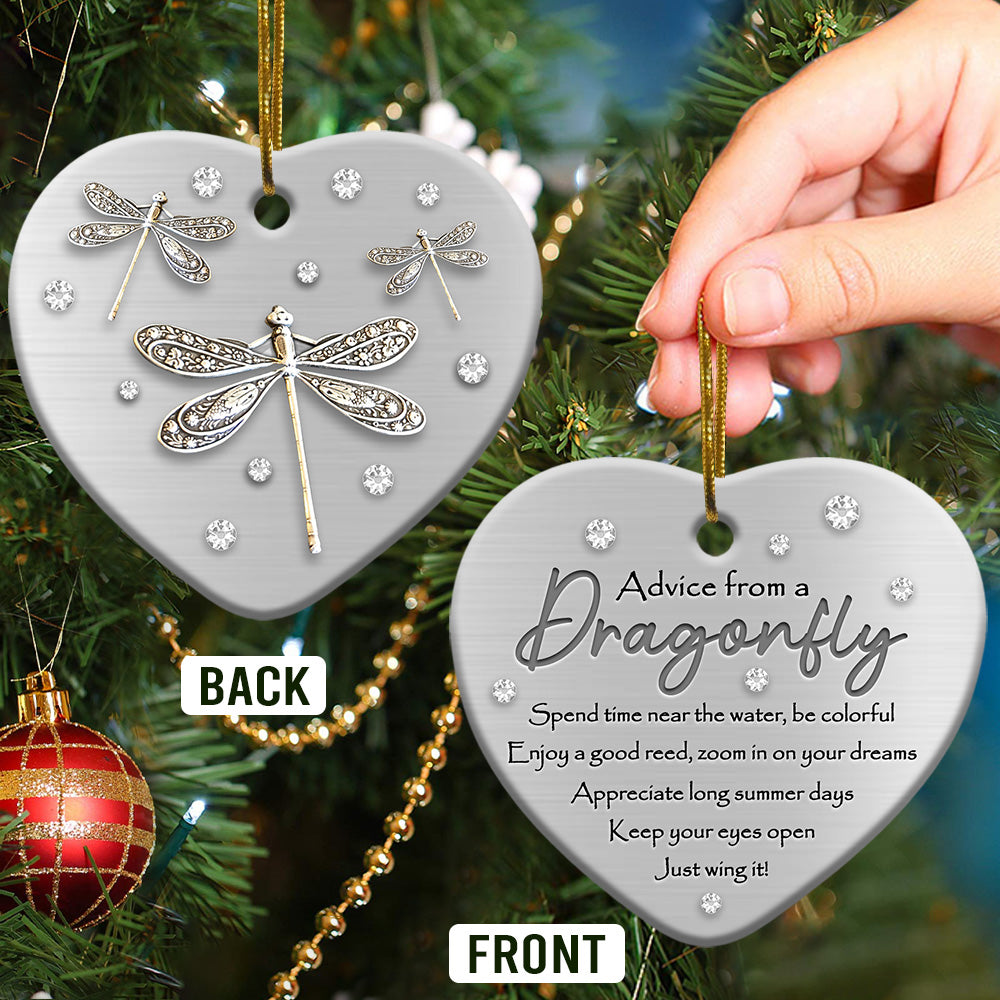 Dragonfly Advice Heart Ornament 1 - Christmas Ornament - Ciaocustom