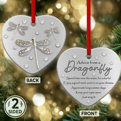 Dragonfly Advice Heart Ornament 1 - Christmas Ornament - Ciaocustom