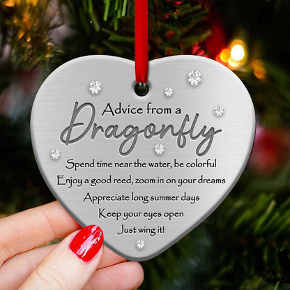 Dragonfly Advice Heart Ornament 1 - Christmas Ornament - Ciaocustom