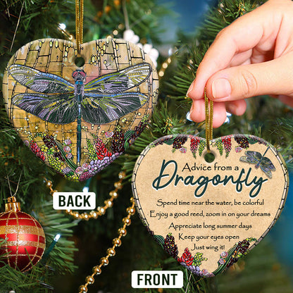 Dragonfly Advice Heart Ornament 2 - Christmas Ornament - Ciaocustom