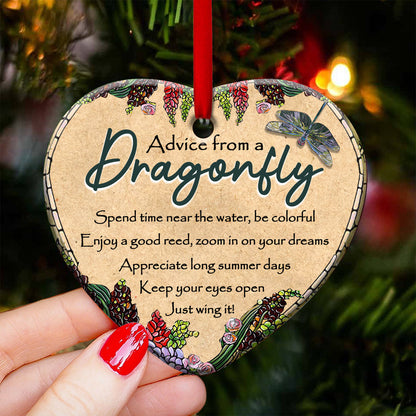 Dragonfly Advice Heart Ornament 2 - Christmas Ornament - Ciaocustom