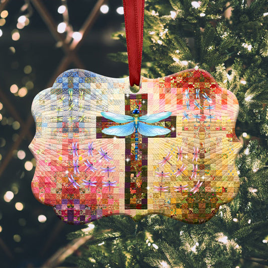 Dragonfly Christmas 2 Metal Ornament - Christmas Ornament - Christmas Gift