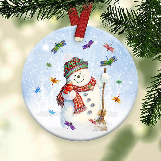 Dragonfly Christmas 3 Ceramic Circle Ornament - Decorative Ornament - Christmas Ornament