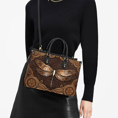 Dragonfly Earthtoned Leather Bag - Gifts Dragonfly Lovers - Women's Pu Leather Bag