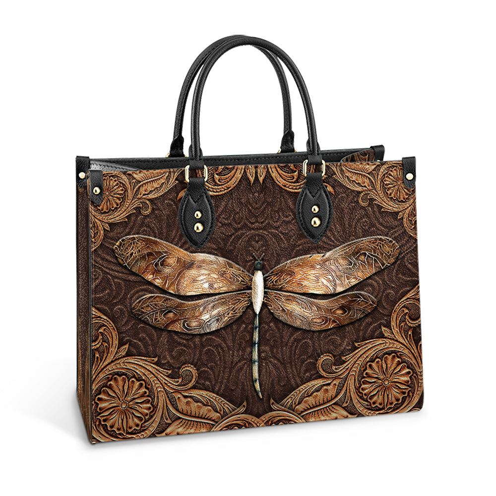 Dragonfly Earthtoned Leather Bag - Gifts Dragonfly Lovers - Women's Pu Leather Bag