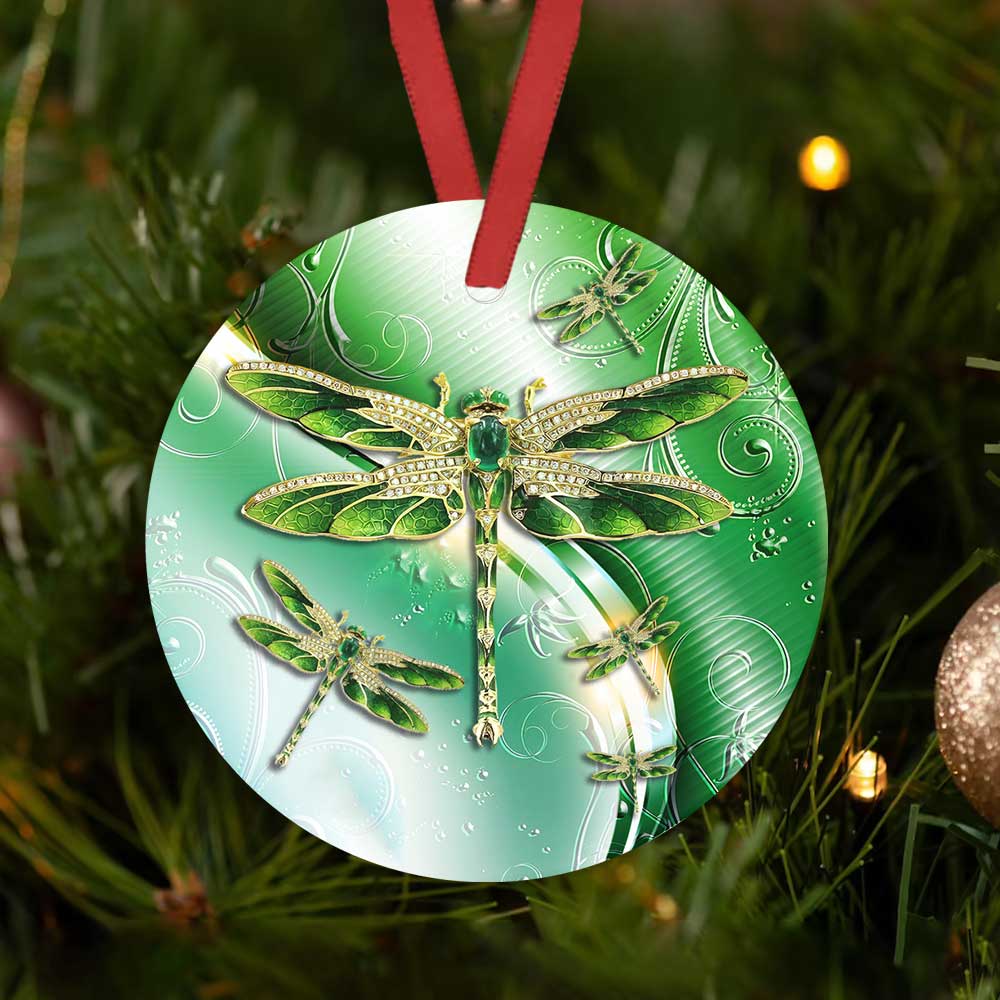 Dragonfly Emerald Style Ceramic Circle Ornament - Decorative Ornament - Christmas Ornament