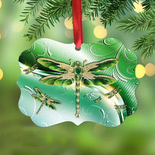 Dragonfly Emerald Style Metal Ornament - Christmas Ornament - Christmas Gift