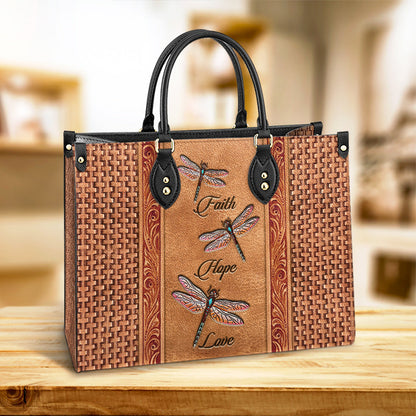 Dragonfly Faith Hope Love Leather Bag - Gifts Dragonfly Lovers - Women's Pu Leather Bag