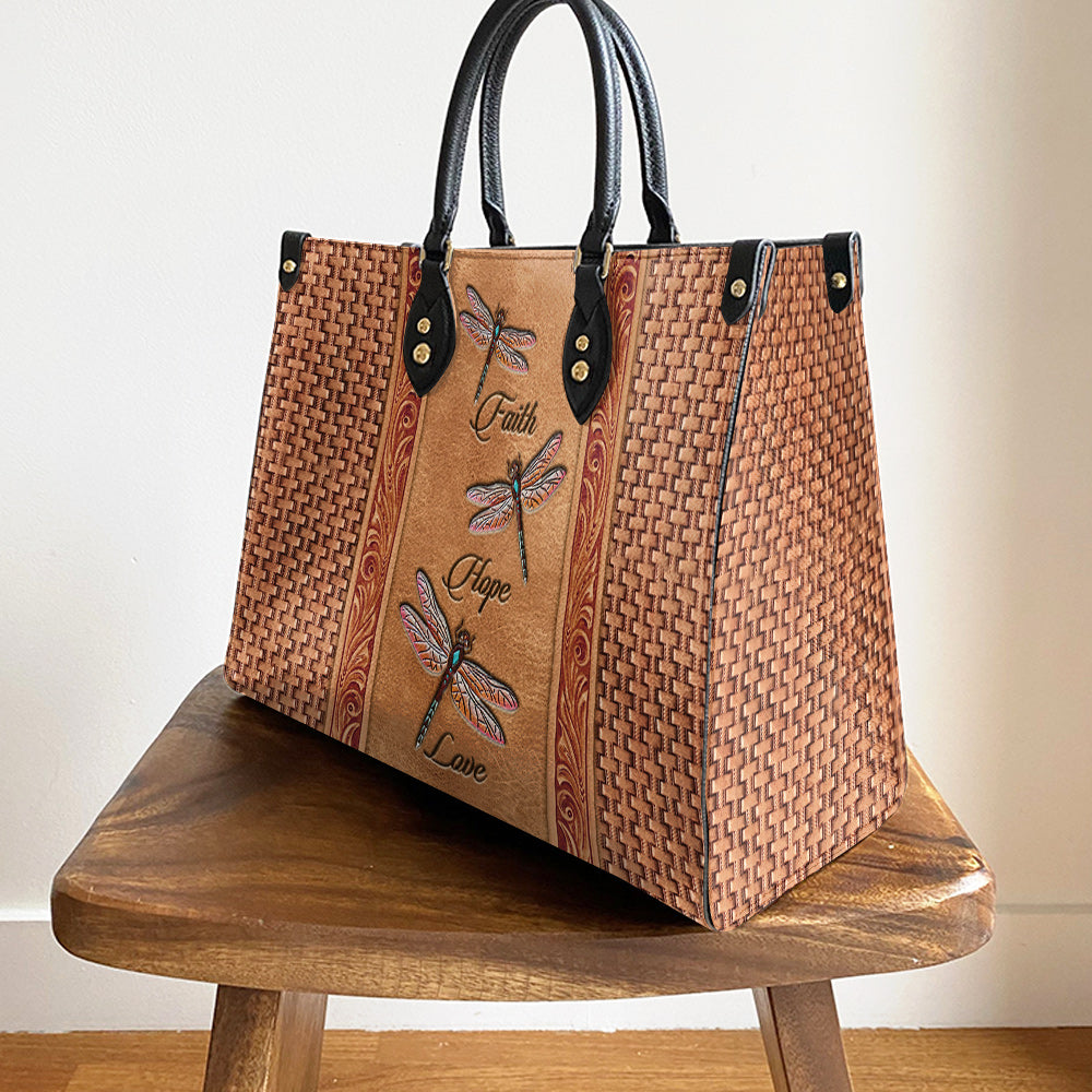 Dragonfly Faith Hope Love Leather Bag - Gifts Dragonfly Lovers - Women's Pu Leather Bag