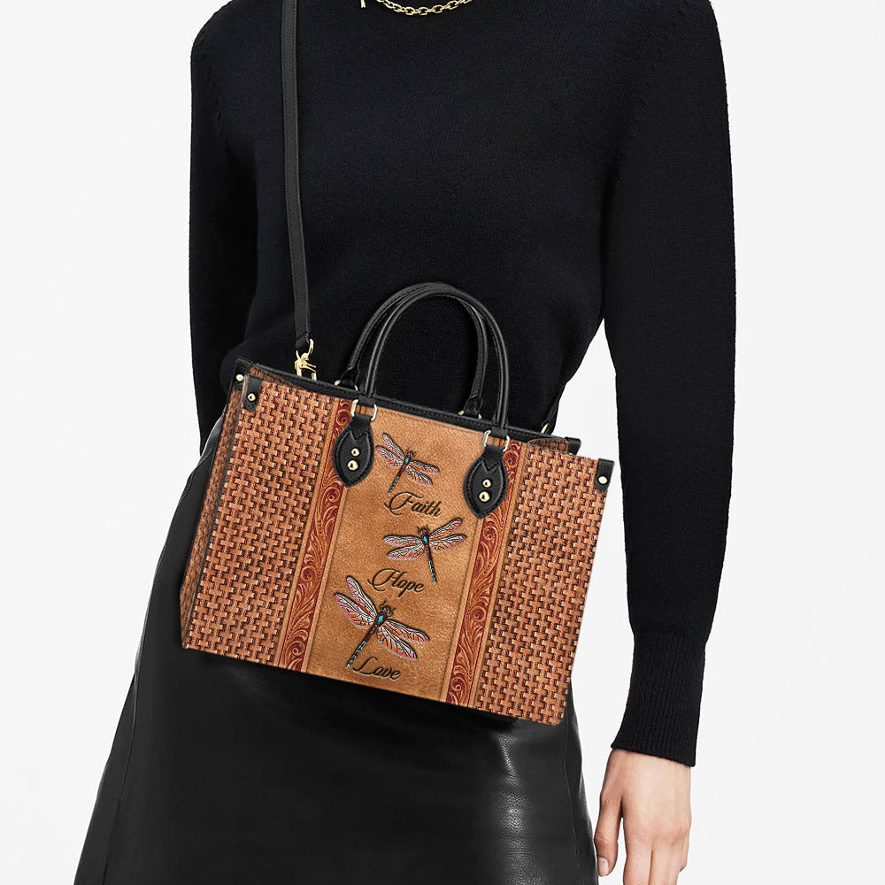 Dragonfly Faith Hope Love Leather Bag - Gifts Dragonfly Lovers - Women's Pu Leather Bag
