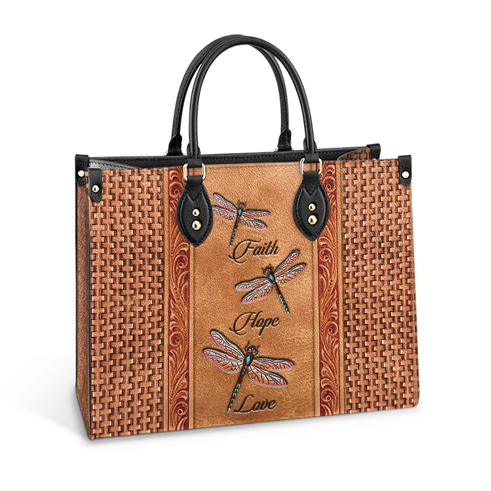 Dragonfly Faith Hope Love Leather Bag - Gifts Dragonfly Lovers - Women's Pu Leather Bag