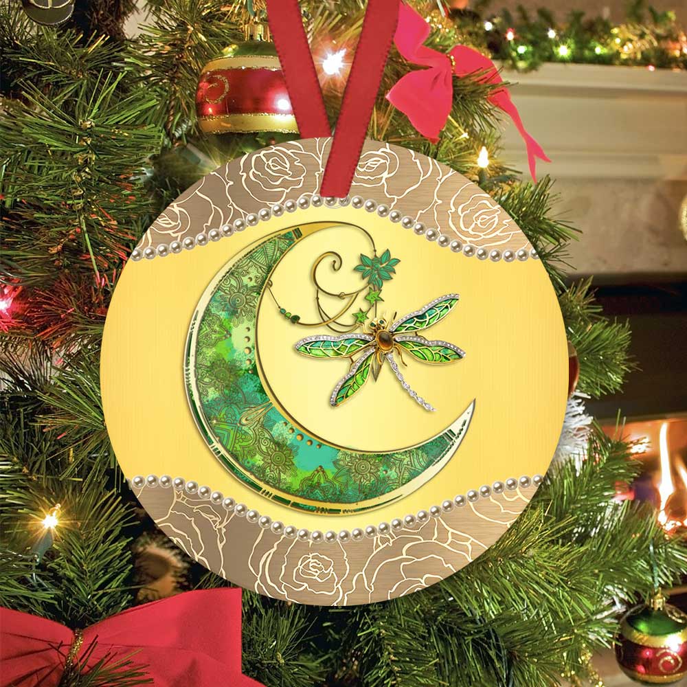Dragonfly Jewelry Style Ceramic Circle Ornament - Decorative Ornament - Christmas Ornament