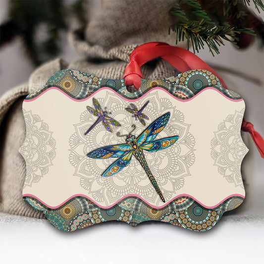 Dragonfly Mandala Metal Ornament - Christmas Ornament - Christmas Gift