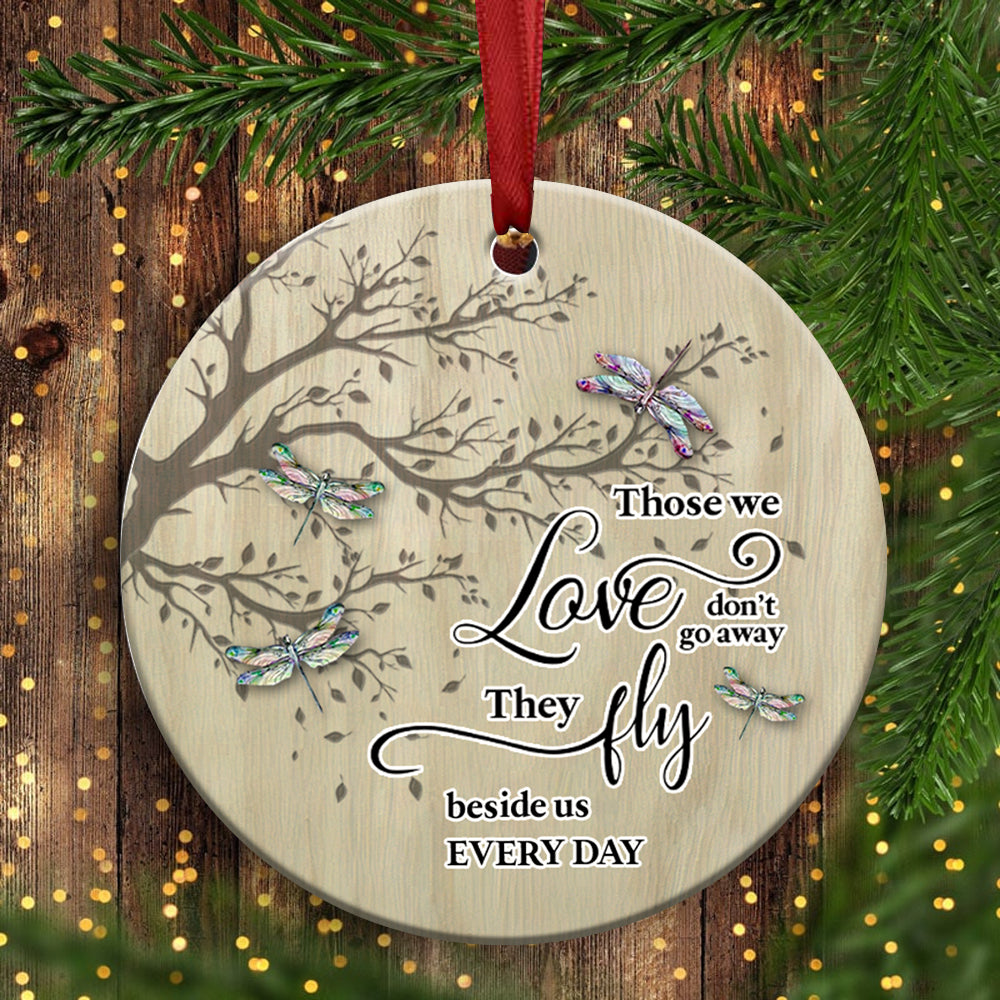 Dragonfly Memorial Ceramic Circle Ornament - Decorative Ornament - Christmas Ornament