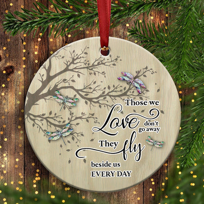 Dragonfly Memorial Ceramic Circle Ornament - Decorative Ornament - Christmas Ornament
