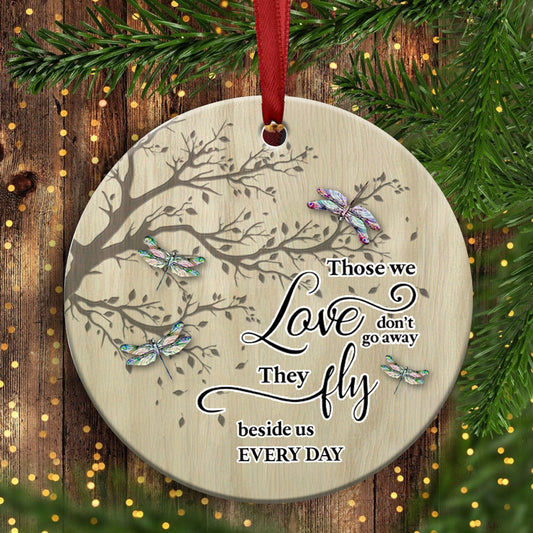 Dragonfly Memorial Ceramic Circle Ornament - Decorative Ornament - Christmas Ornament