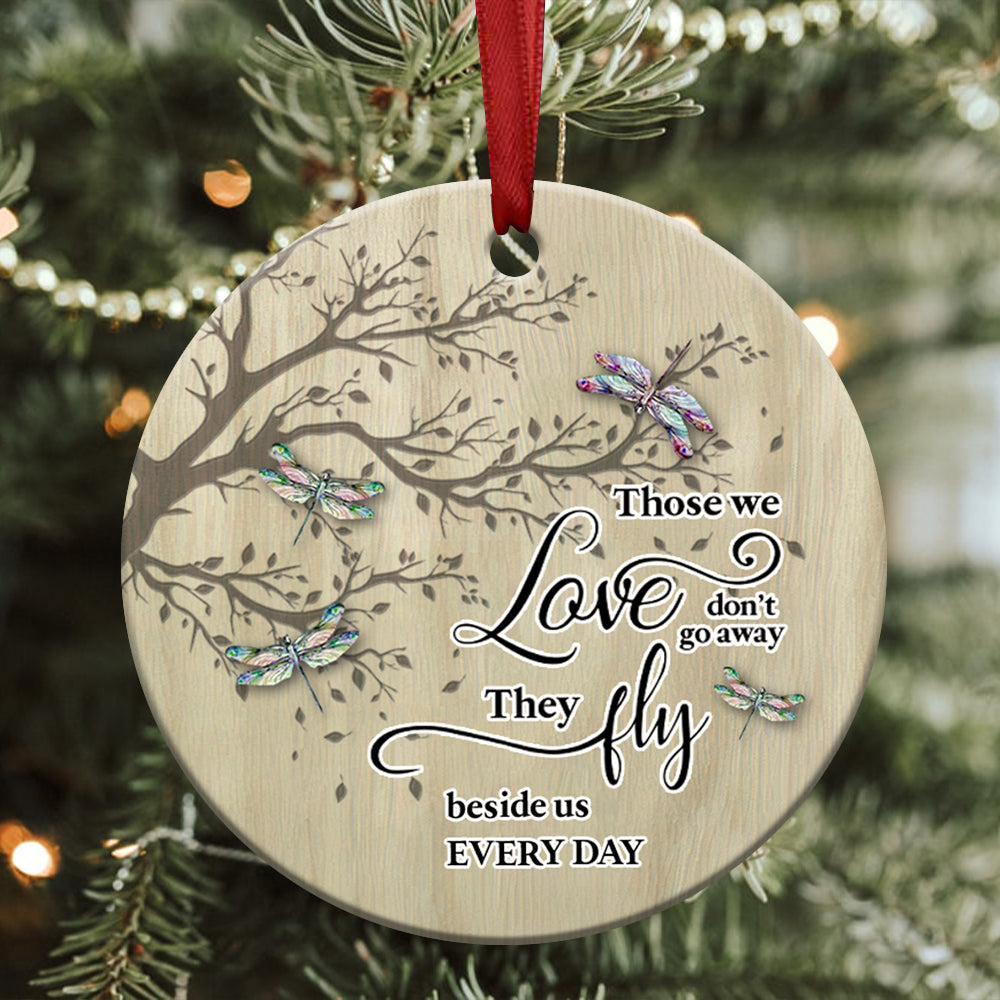 Dragonfly Memorial Ceramic Circle Ornament - Decorative Ornament - Christmas Ornament