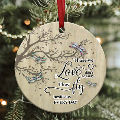 Dragonfly Memorial Ceramic Circle Ornament - Decorative Ornament - Christmas Ornament