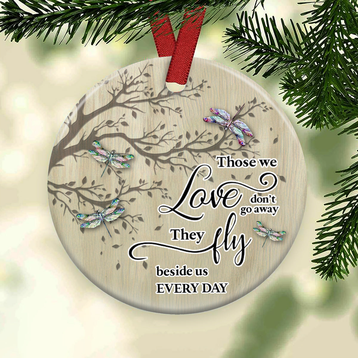 Dragonfly Memorial Ceramic Circle Ornament - Decorative Ornament - Christmas Ornament