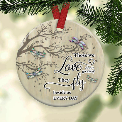 Dragonfly Memorial Ceramic Circle Ornament - Decorative Ornament - Christmas Ornament