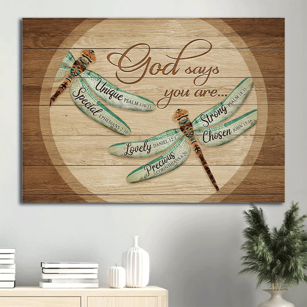 Dragonfly Painting Canvas God Says You Are Canvas Wall Art - Christian Wall Decor