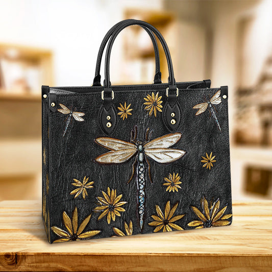 Dragonfly Sunflowers 1 Leather Bag - Gifts Dragonfly Lovers - Women's Pu Leather Bag