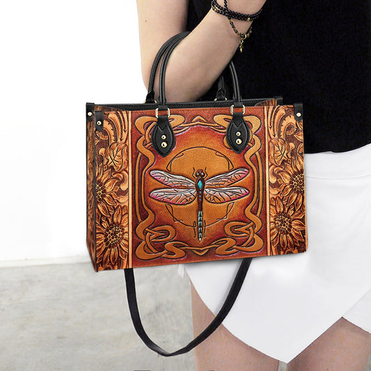 Dragonfly Sunflowers Leather Bag - Gifts Dragonfly Lovers - Women's Pu Leather Bag
