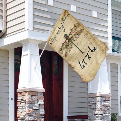 Dragonfly Whisper Words Of Wisdom Let It Be Flag - Religious House Flags - Christian Garden Flags