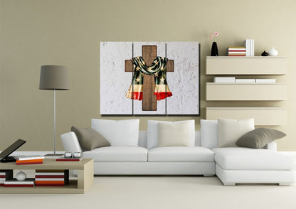 Draped Cross American Flag Patriotic Wall Art - Christian Canvas Wall Art