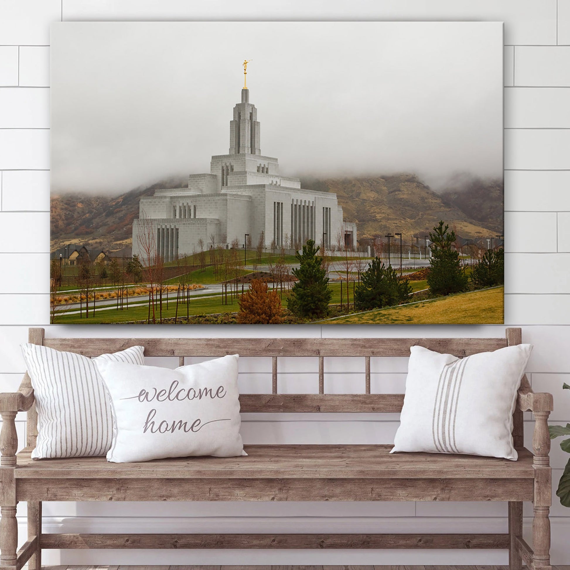 Draper Temple In The Clouds Canvas Wall Art - Jesus Christ Picture - Canvas Christian Wall Art